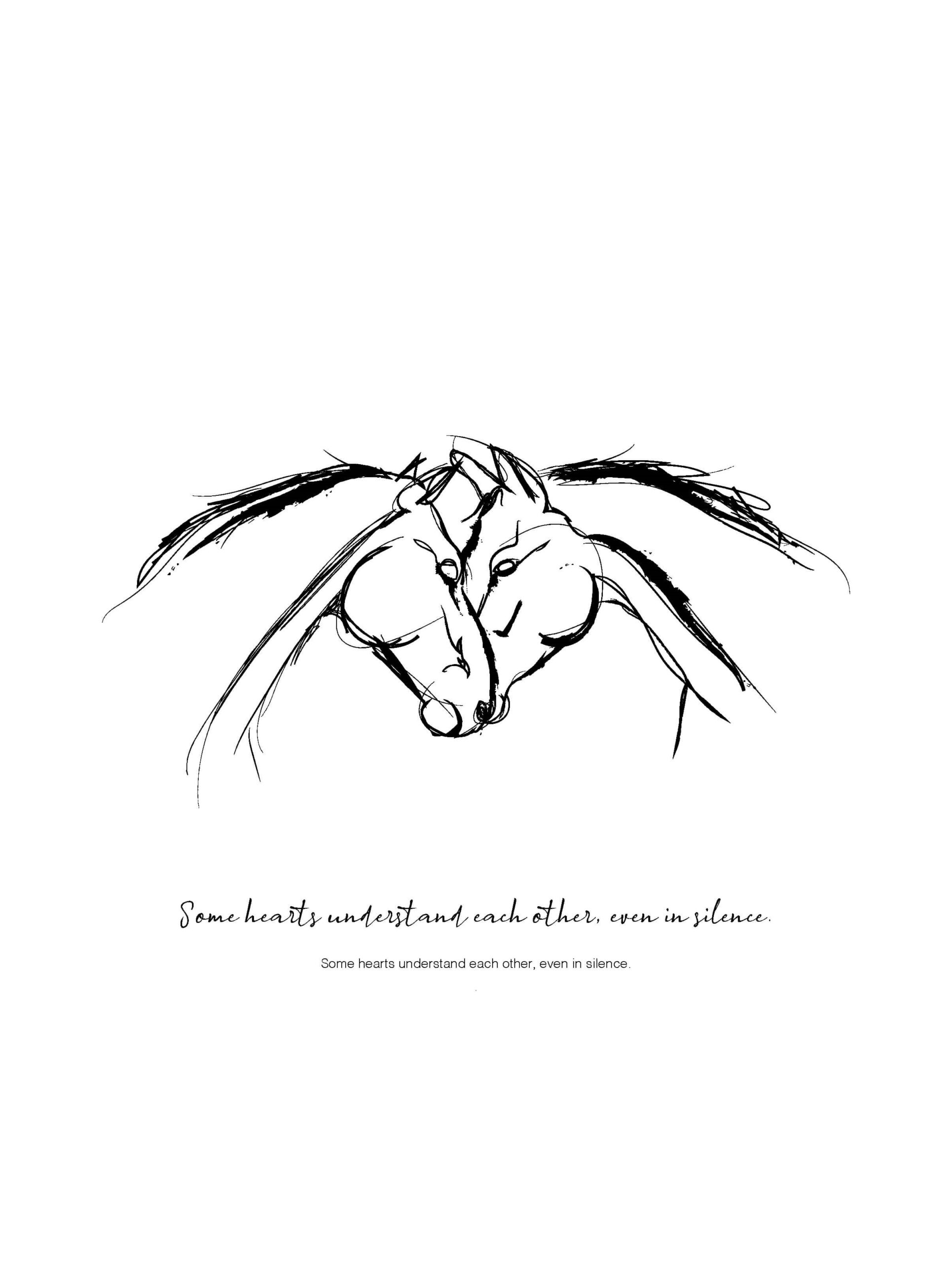 Poster paard met quote Some hearts – zwart wit illustratie Studio Karel